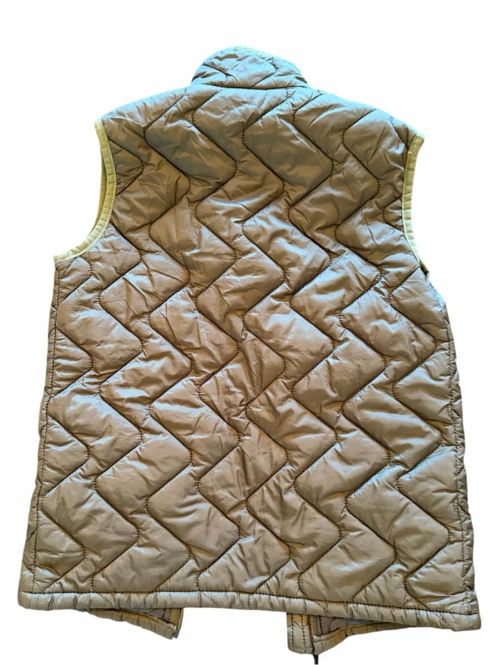 Southern Marsh Quilted Vest in Olive Green with Light Yellow Trim